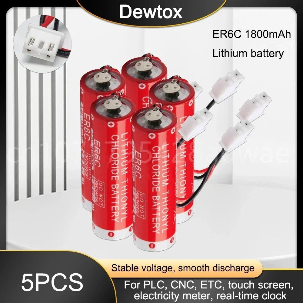 100% 정품 리튬 배터리, 플러그 포함 ER6C AA, F2-40BL FX2N-48MT, 3.6V, 1800mAh, 5 개