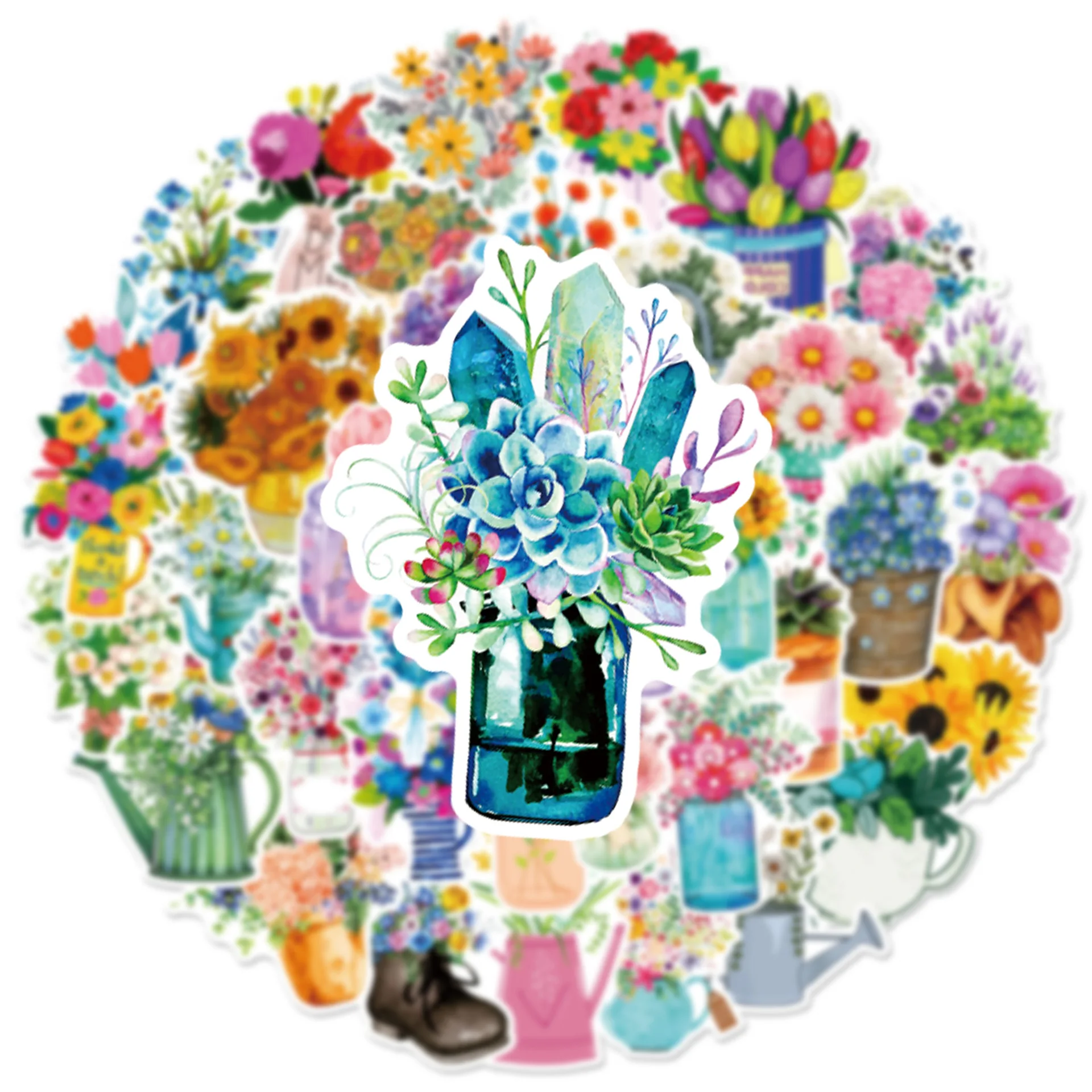 10/30/50Pcs Fresh Flower DIY Waterproof Graffiti Sticker Aesthetic Decorative Luggage Laptop Cup Phone Scrapbook Kids Stickers