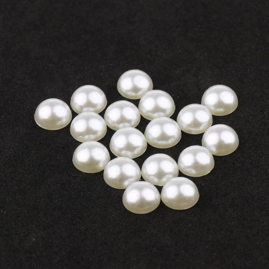 2-6pack 500 Pieces Half Round Flatback Pearl Embellishment for Nair Art 8mm