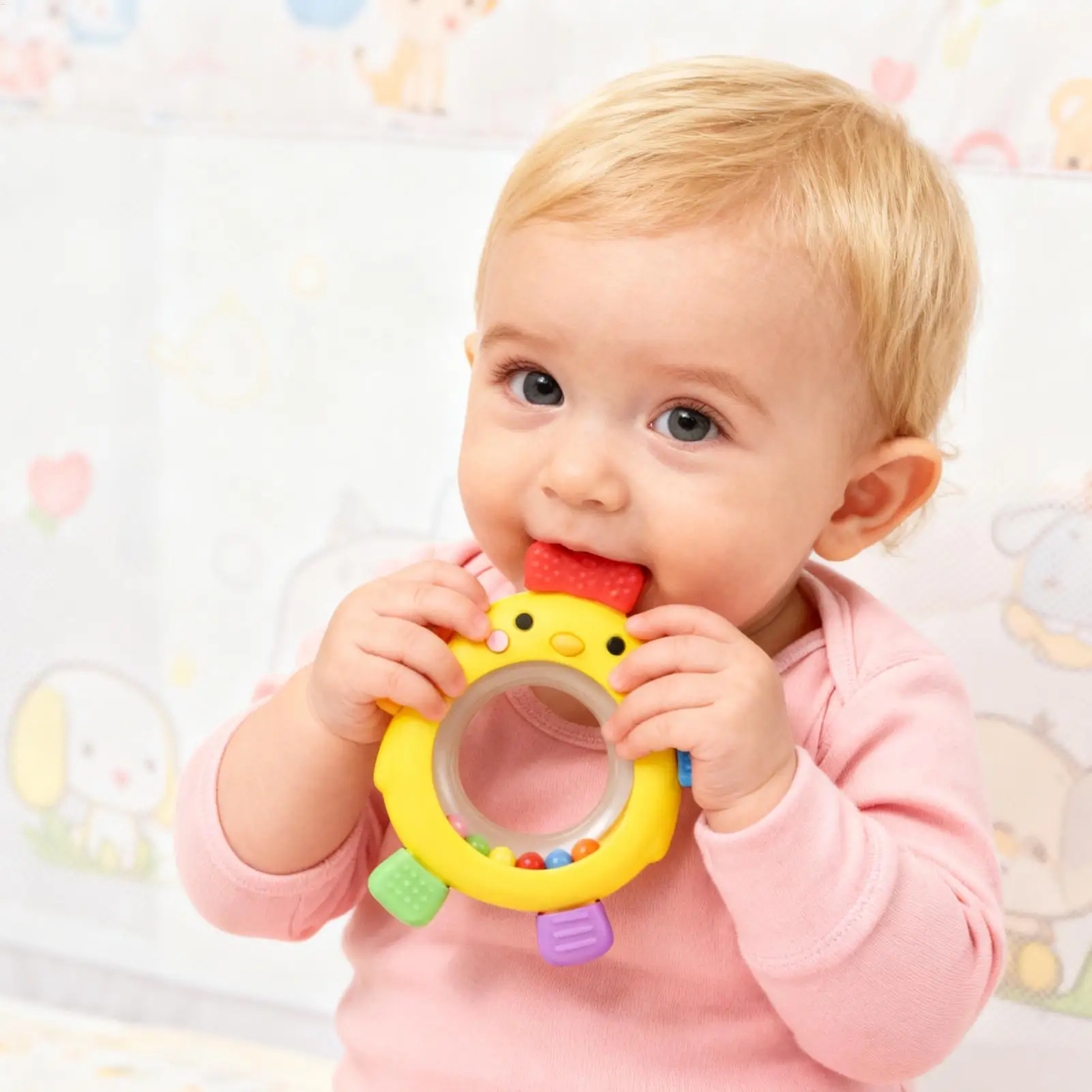 

Color Kids 1PCS Silicone Teether Toys Baby Nursing Teether Gifts Newborn Cartoon Chick Teether Toys Teething Infant Chewing Toy