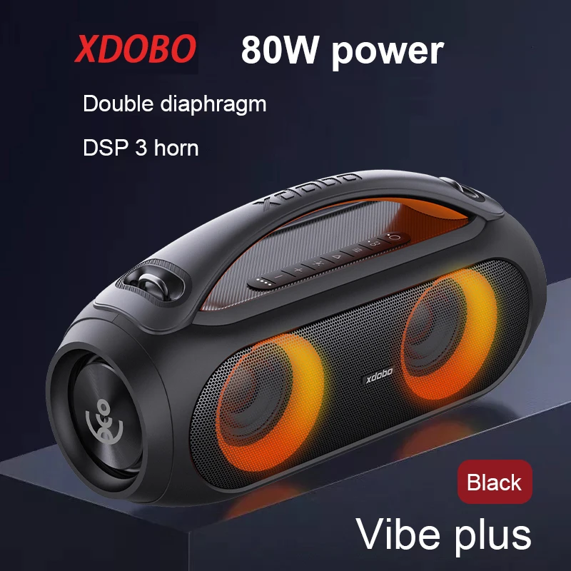 XDOBO VIBE PLUS 80W Portable Bluetooth-compatible Speaker 10400mAh Wireless TWS Super Subwoofer Outdoor 360 Stereo Surround