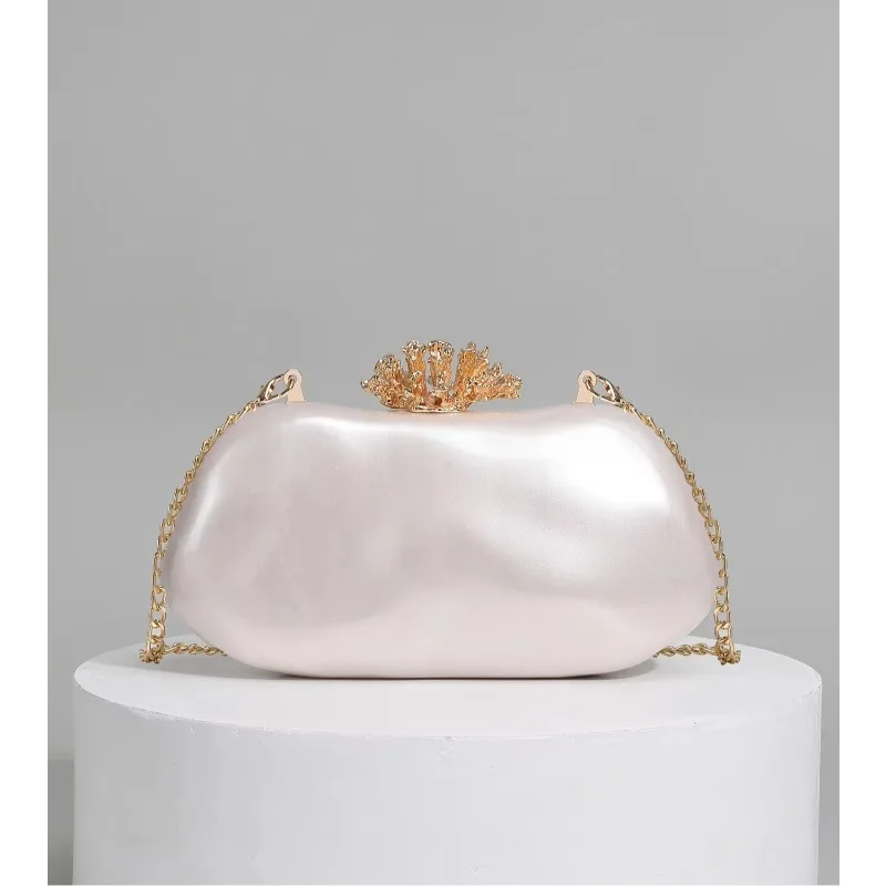 New Flower Head Press Solid Color Acrylic Dinner Special-Shaped Clutch Bag Chain Bag