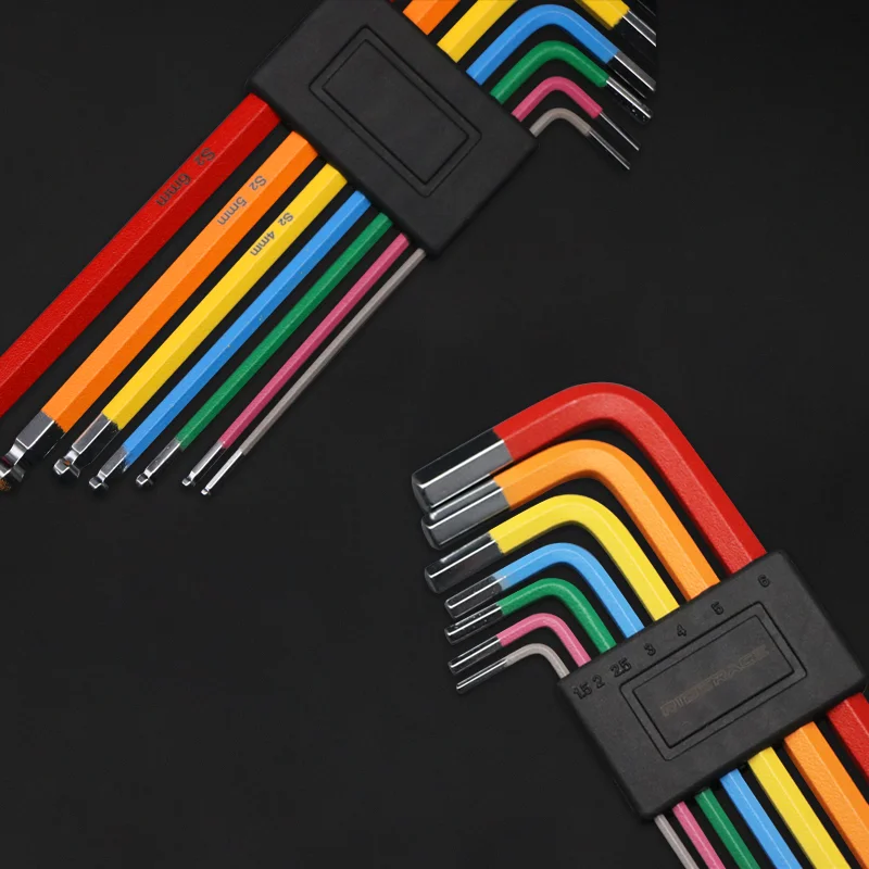 Fahrrad-Inbusschlüssel-Set, MTB, Rennrad, Reparatur-Werkzeug-Set, Serviceschlüssel, bunter Sechskantschlüssel, flache Kugelöffnung, 1,5/2/2,5/3/4/5/6 mm – Detail 2