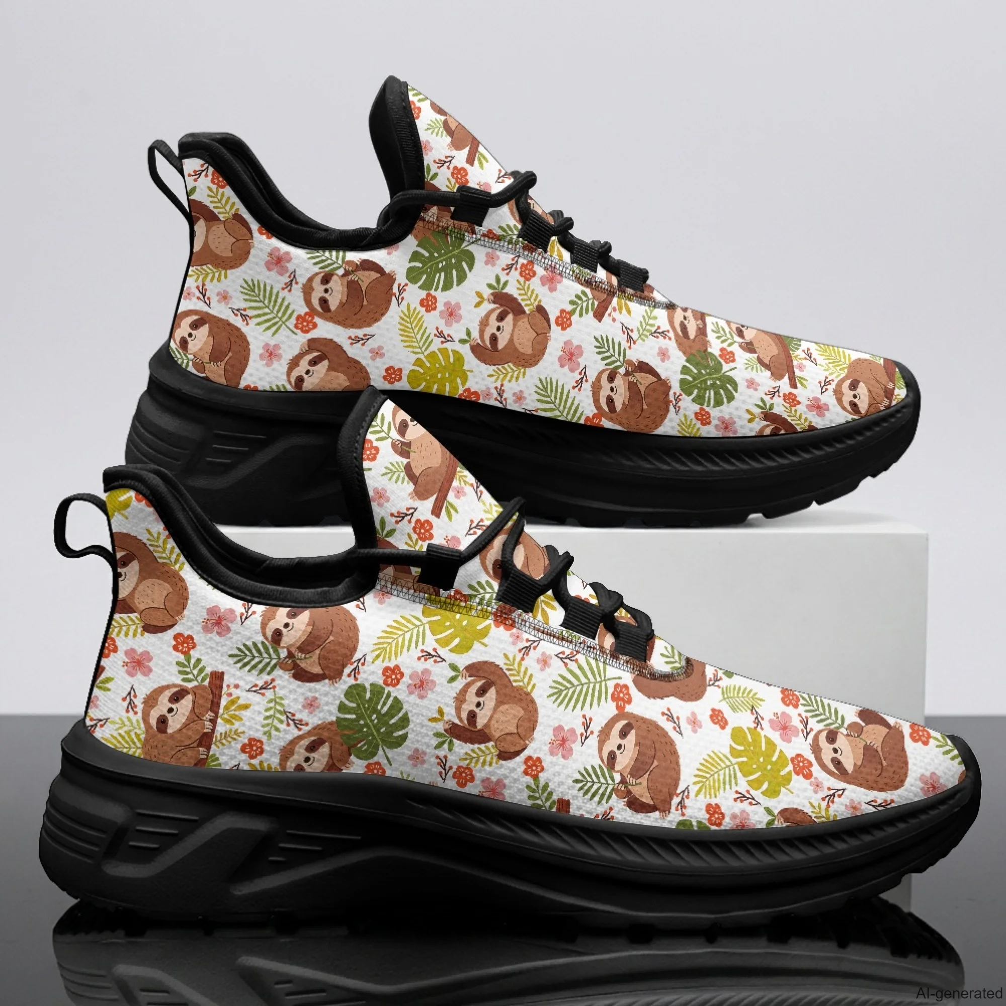 XIXIRIMIDO Womens Walking Shoes Nurse Shoes Nurse Sneakers Sloth Print Tenis Masculino De Corrida Barefoot Shoes 35-48