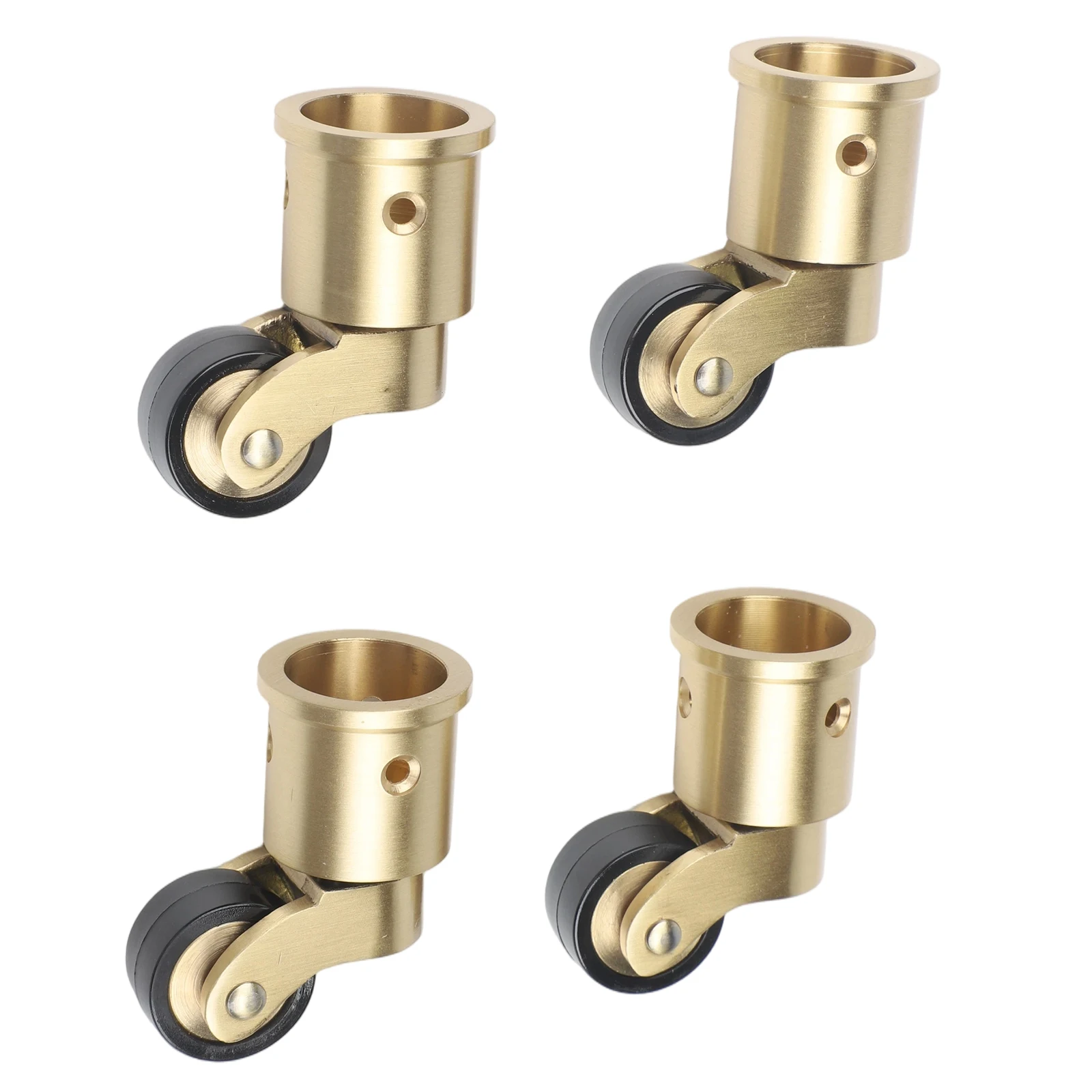 

4PCS/Lot Vintage Brass Round Cup Casters, Swivel Wheel Casters With Black Rubber Ring For Furniture, 31mm Outer Diameter