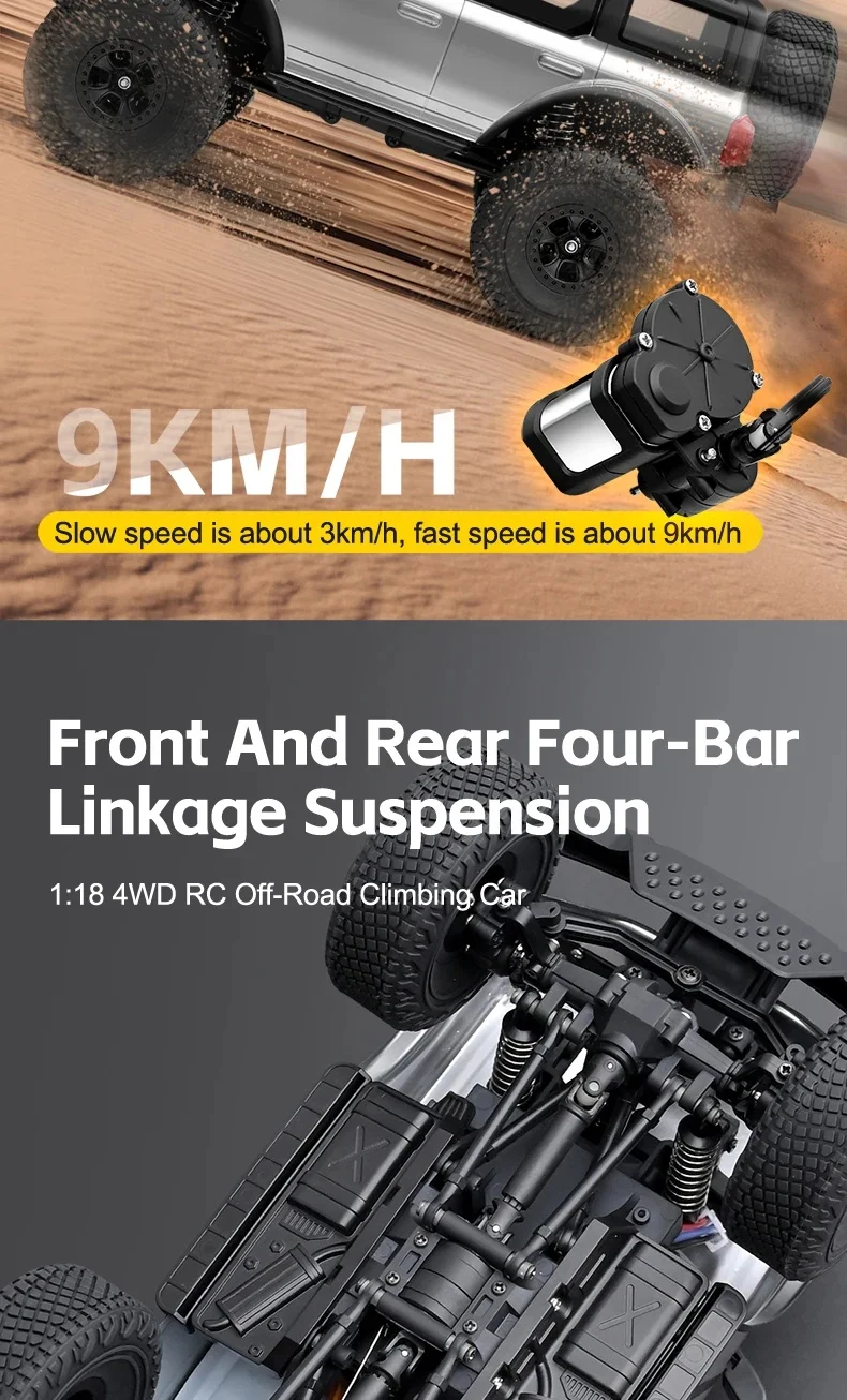 Smart Fixed Speed Cruise Electric Remote Control Truck 1/18 RC Off-Road Car 4x4 Transmission Switchable Speed Climbing Car Toys
