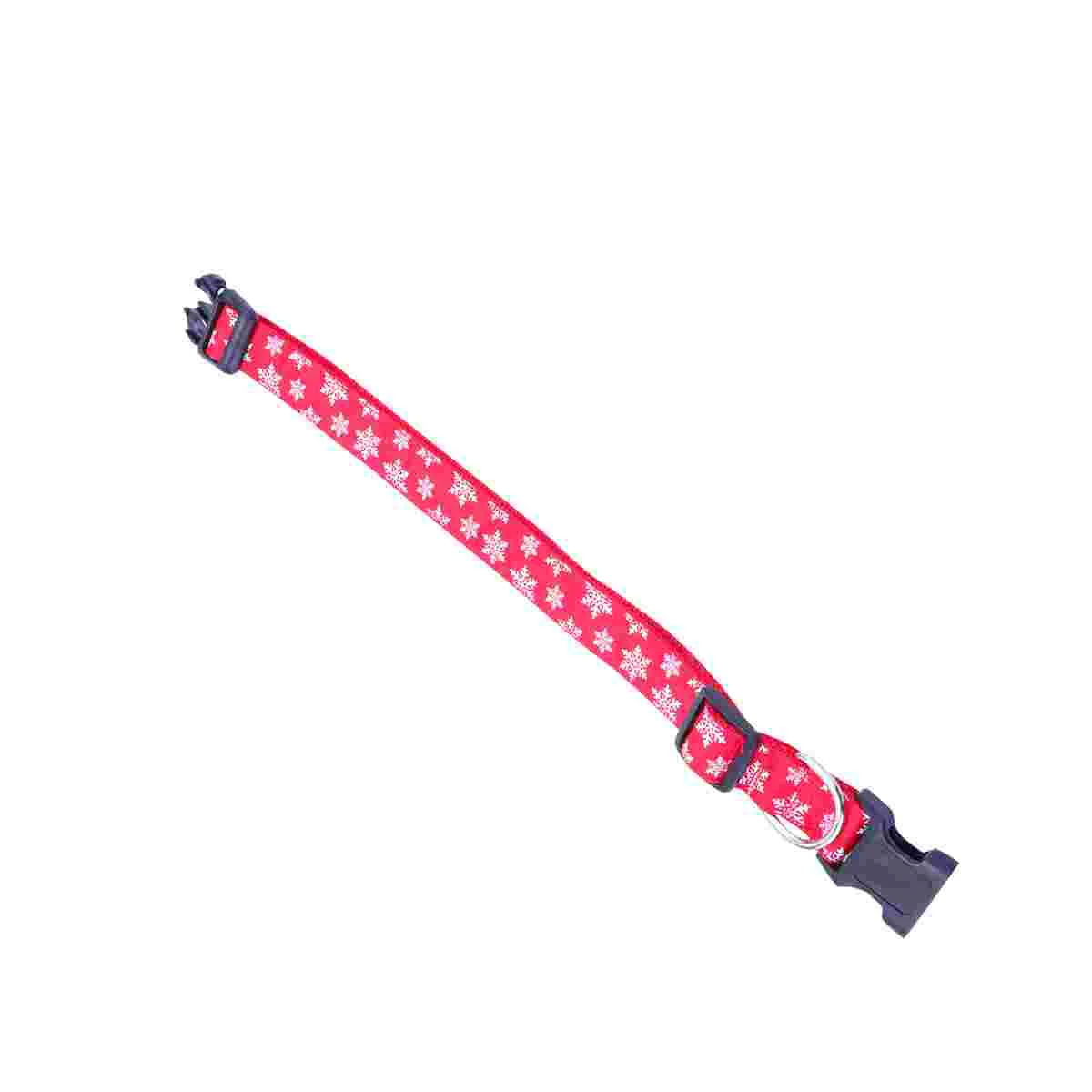 

Christmas Printed Pet Collar Nylon Pet Neck Ring Practical Pet Supplies for Dog Puppy (Snow, Red, Size XL)
