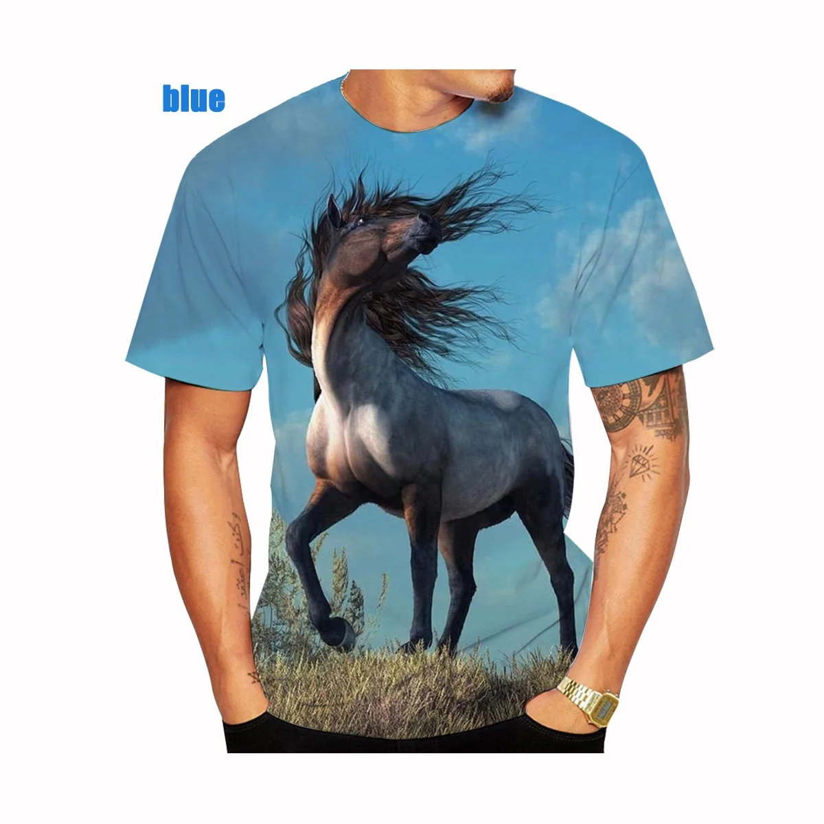 New Fashion Horse 3D Printied Mens and Women T Shirts Animal Horse Printied Casual Loose Short Sleeve Size XS-5XL