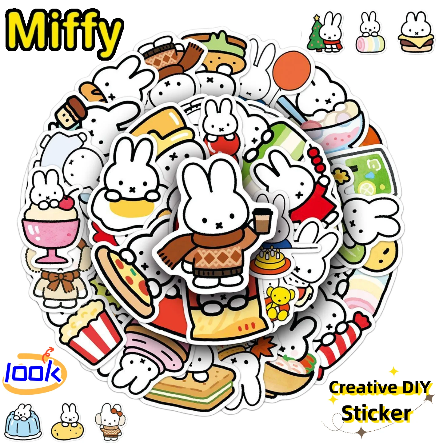 

Милые мультяшные наклейки Miffy для студентов, для стаканов, чемоданов, креативные двухмерные декоративные наклейки для творчества, праздничные подарки, оптом