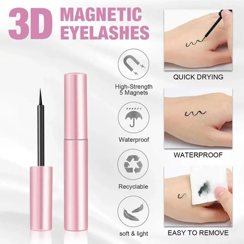 Magnetische Wimpers 3d Magnetische Wimpers Natuurlijke Valse Wimper Magneet Make-Up Verlenging Wimpers Blijvende Wimpers Lang Gereedschap Han R3i0