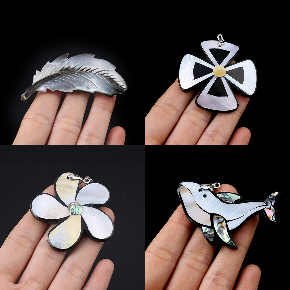 

Natural Shell Pendant Brooch Flower Feather Abalone Shells Charms for Jewelry Making DIY Necklace Brooches Pins Accessories