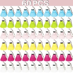 60Pcs 6 Colors Cute Badminton Keychain Keyring Car Holder Bag Pendant Jewelry Gifts Jewelry Key Pendant Chains Charm Keychain