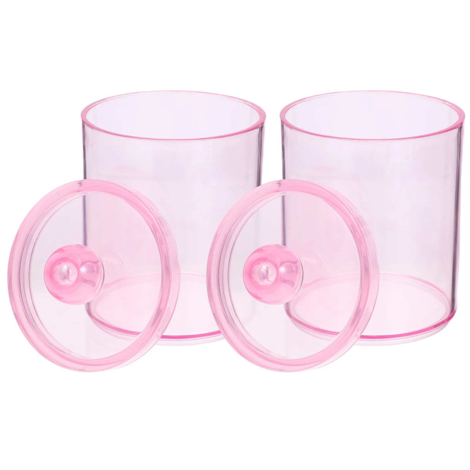 

2Pcs Clear Cotton Swab Holder Storage Jars Lidded Makeup Pads Organizer Vanity Bathroom Countertop Organizer Dustproof Storage