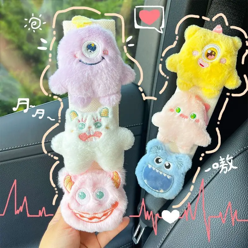 

Car Seat Belt Protective Cover for Car Seat Belt Shoulder Covers Pair of Cartoon Cute Monster Dolls