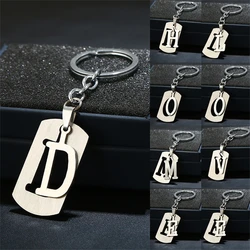 Porte-clé avec 26 lettres en acier inoxydable, breloque de Couple, Double pont en métal, initiale, pour sac à main de voiture, pendentif, cadeau