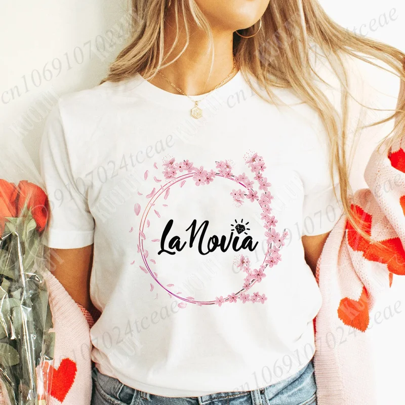 Bachelorette Hen Party Tshirt for Spanish Girls Future Bride Squad Tops Team Bride T-Shirt Flower Graphic Bridal Wedding Tees