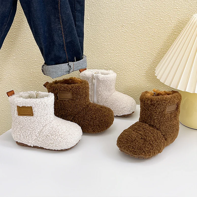

Winter Children's Snow Boots Composite Wool Warm Lambswool Plush Baby Girls Boots Exquisite Gift Fashion Kids Casual Shoes