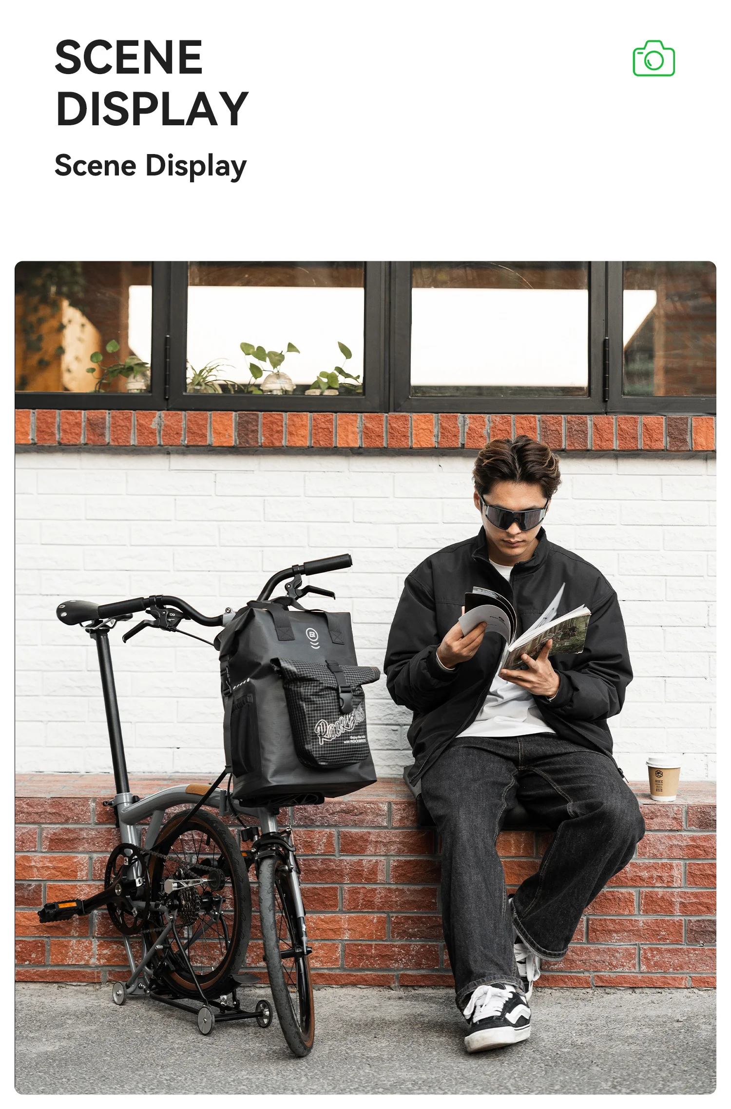 ROCKBROS Bike Front Bag 18L Capacity Quick Install Folding Bike Handlebar Bag with Shoulder Strap Multifunctional Cycling Bag