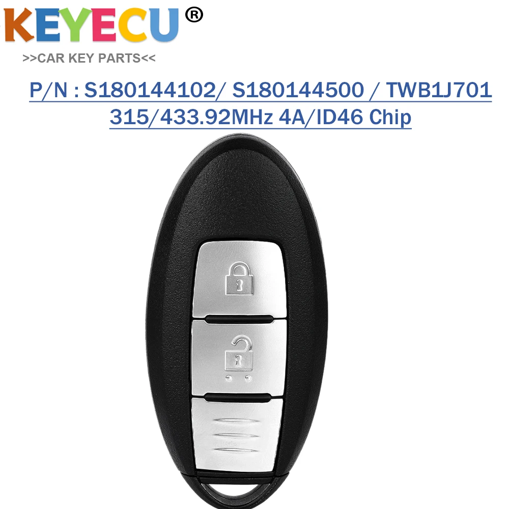 KEYECU 315MHz/ 433.92MHz S180144500 TWB1J701 S180144102 Remote Key Fob 2 Button for Nissan Qashqai March K13 Micra K13 Leaf