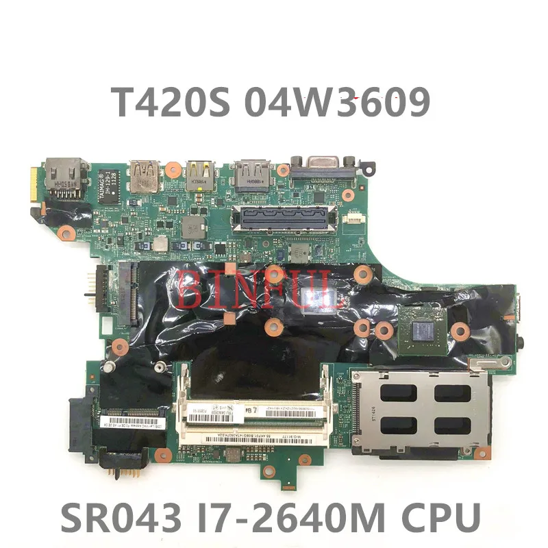 Free Shipping High Quality Mainboard For Lenovo T420S Laptop Motherboard 04W3609 With SR043 I7-2640M CPU 100% Full Working Well