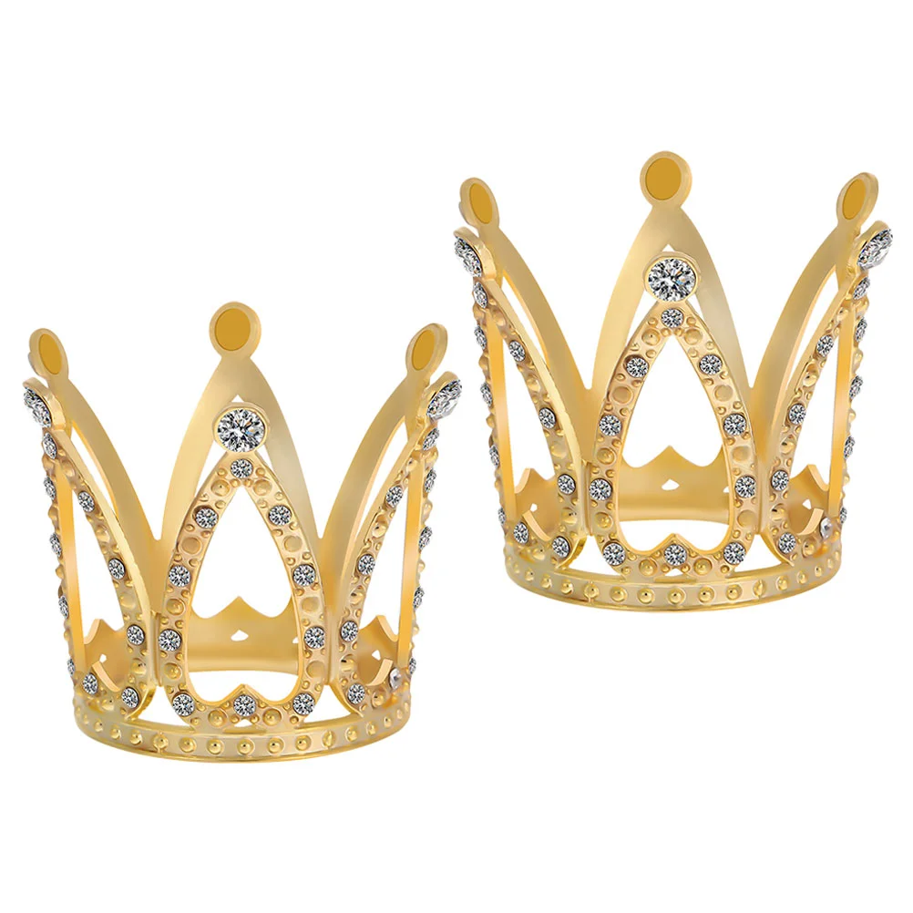 

2 Pcs Baby Crown Ornaments for Kids Fiesta Party Decorations Alloy Rhinestones Crowns