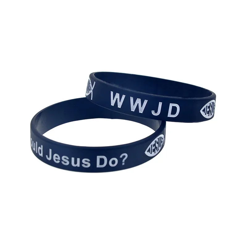 1 PC What Would Jesus Do WWJD Silicone Rubber Bracelet 1/2 Inch Wide Bangle