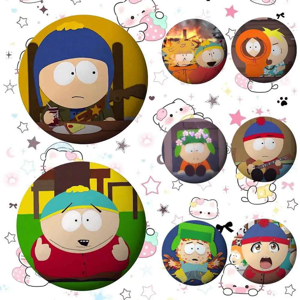 Insignias divertidas de dibujos animados S-South P-Parks, broches de alfileres de botón creativos y divertidos, encantadores para ropa, mochilas, buenos regalos para niños y amigos