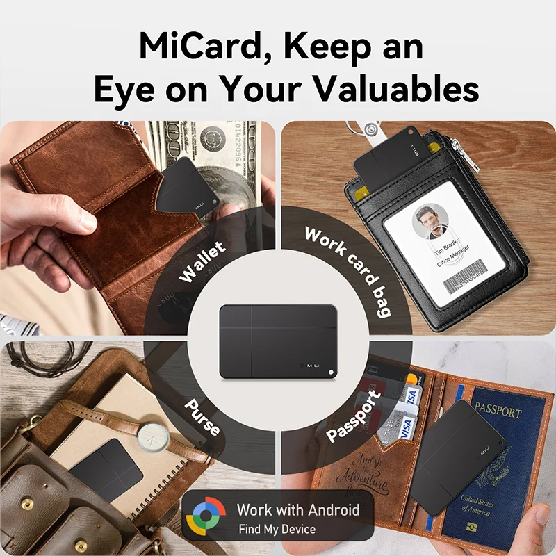 Кошелек с защитой от потерь, трекер Google find my устройств, ультратонкий GPS-трекер для отслеживания местоположения, смарт-тег для устройства Android, беспроводная зарядка