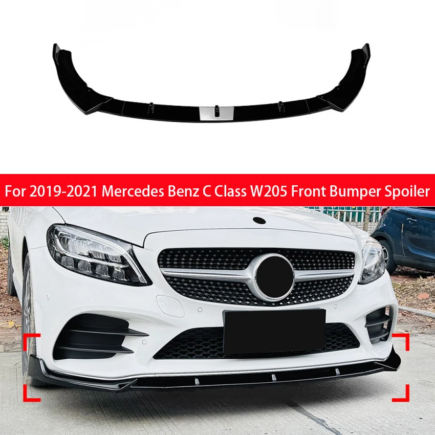 

For Mercedes C Class W205 C205 S205 C180 C200 C260 AMG 2019 2020 2021 Front Bumper Lip Splitter Diffuser Body Kit