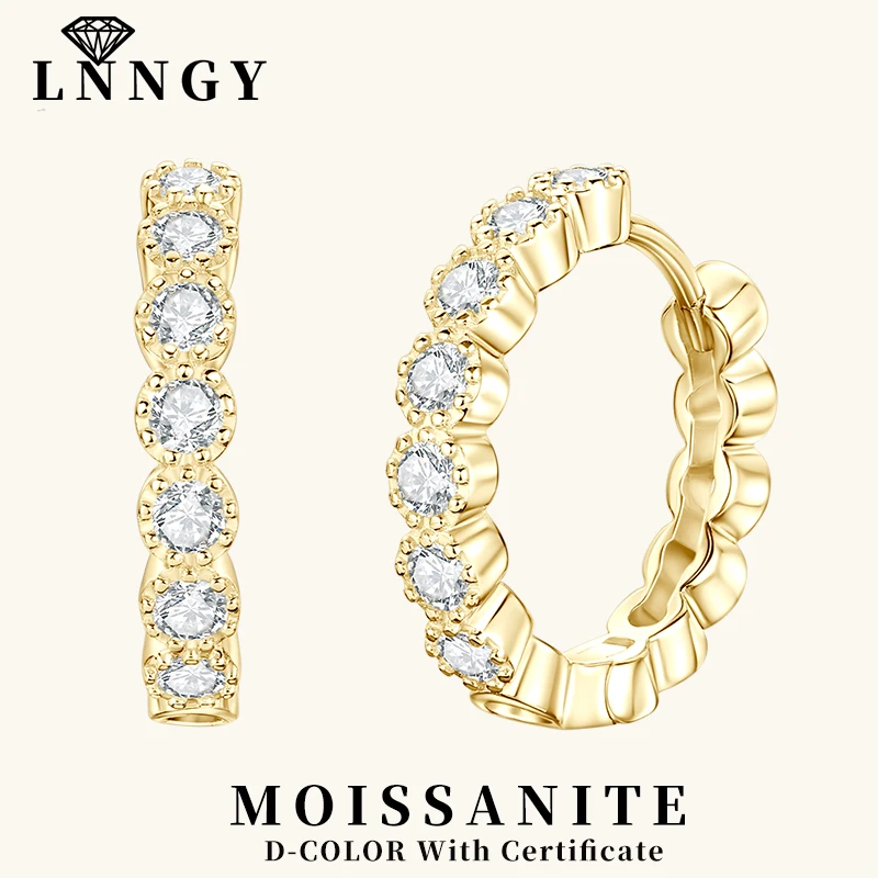 

Lnngy Dazzling Brilliant 2.5MM Moissanite Earring Brinco Prata 925 Sterling Silver Hoop Earrings For Women Daily Wear Jewelry