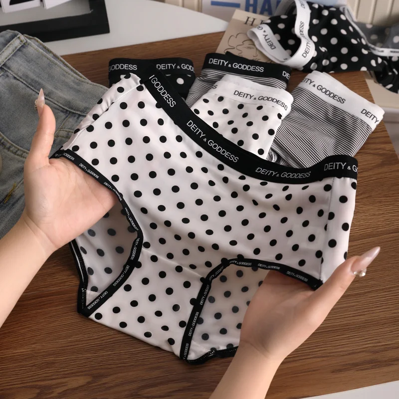 Ice Silk Triangular Panties Traceless Polka Dots Lingerie Soft Sexy Fashion Underwear Women Woman Underpanties Briefs Women\'s