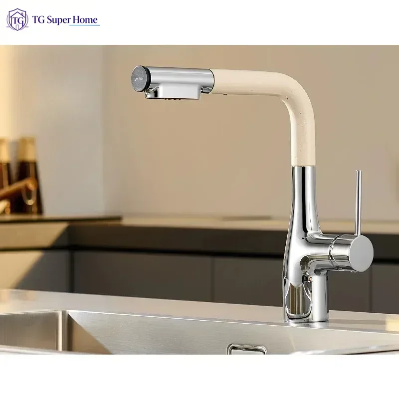 7 Shape Low Design Kitchen Faucet Pull Out Dual Function Sink Tap for Kitchen Island Laundry Tub