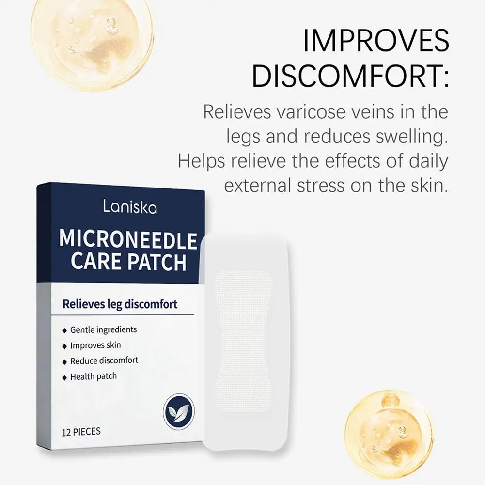 Promote Blood Circulation Relieves Leg Discomfort Gentle Patch 12pieces Improve Varicose Veins Stickers Microneedle Care Patch view 3