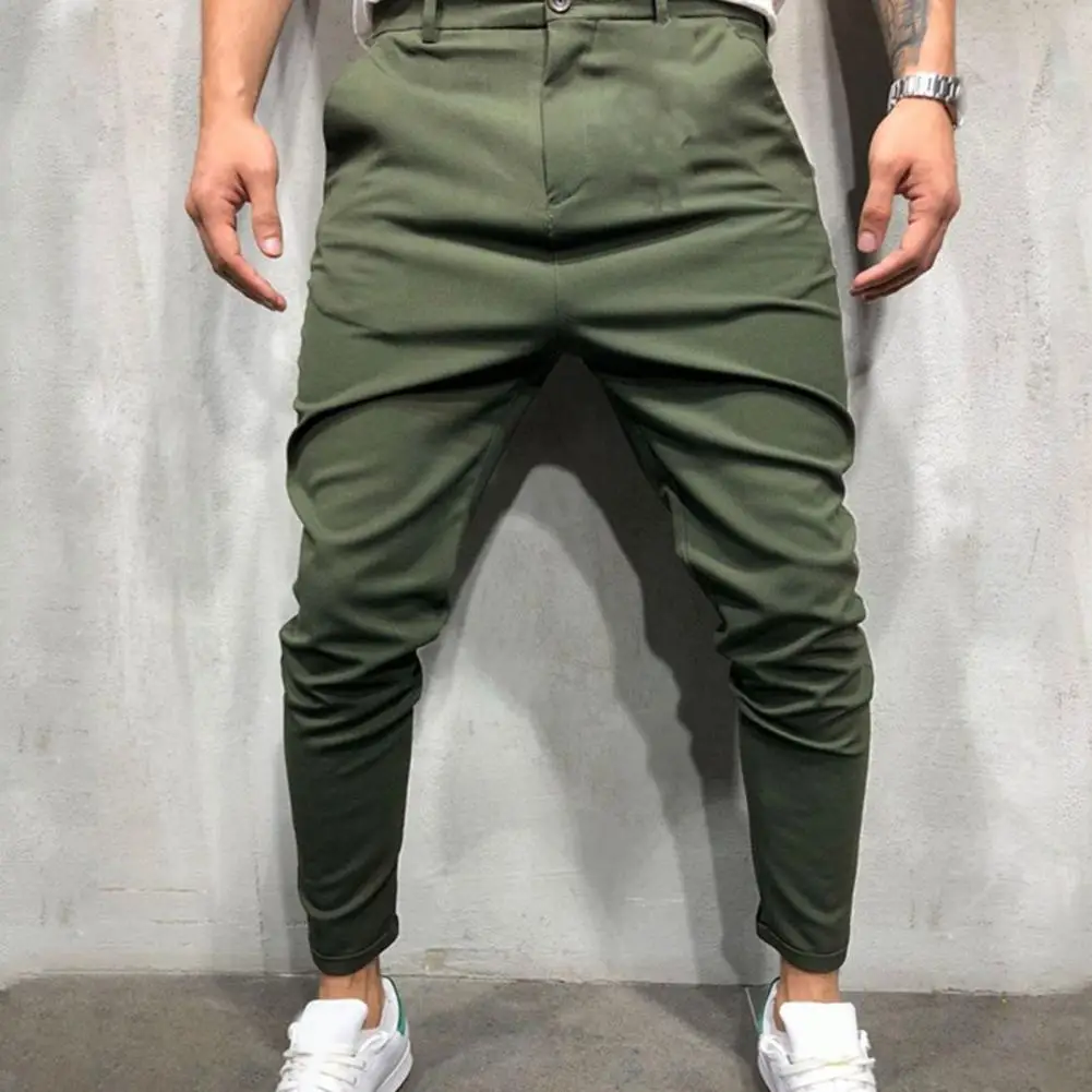 Winter Solid Color Men Pants Trousers Slim Man Pockets Casual Autumn Trousers for Daily Wear