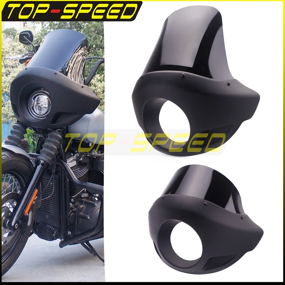 Sliver Black Tall/Short Windshield Front Headlight Fairing Outer Mask Upper Cowl for Harley Dyna Street Bob Softail Fatbob FXBB