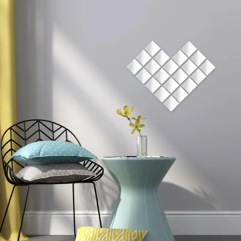 50pcs 2 Inch Mini Mirror Tiles Acrylic Square Mirror Adhesive Small Square Mirror Mosaic Tiles Craft Mirror Tiles for DIY Crafts