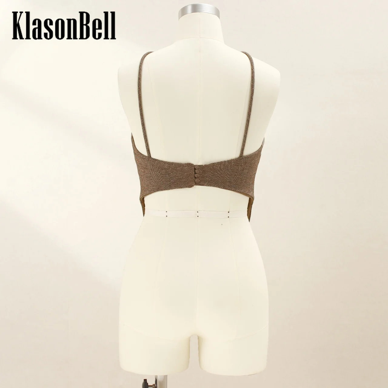 9.24 KlasonBell Women High Street Fashion Bow Ribbon Decoration Vest Wool Blend Sexy Girl Backless Spaghetti Strap Tank Top