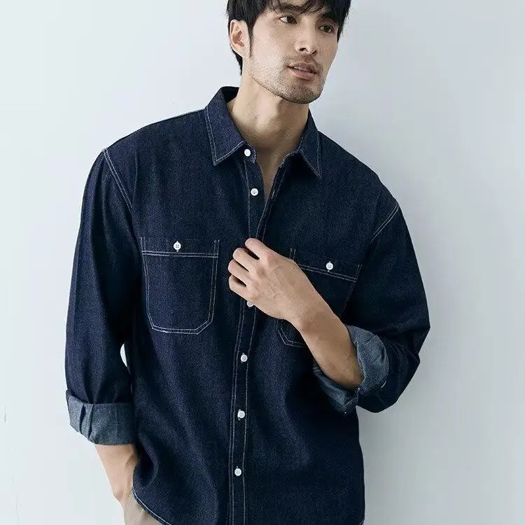 

New Men's Casual Loose irt Trendy Design Winter Outerwear Stand Fit Long Sve Antifouling Durable Faionable Top