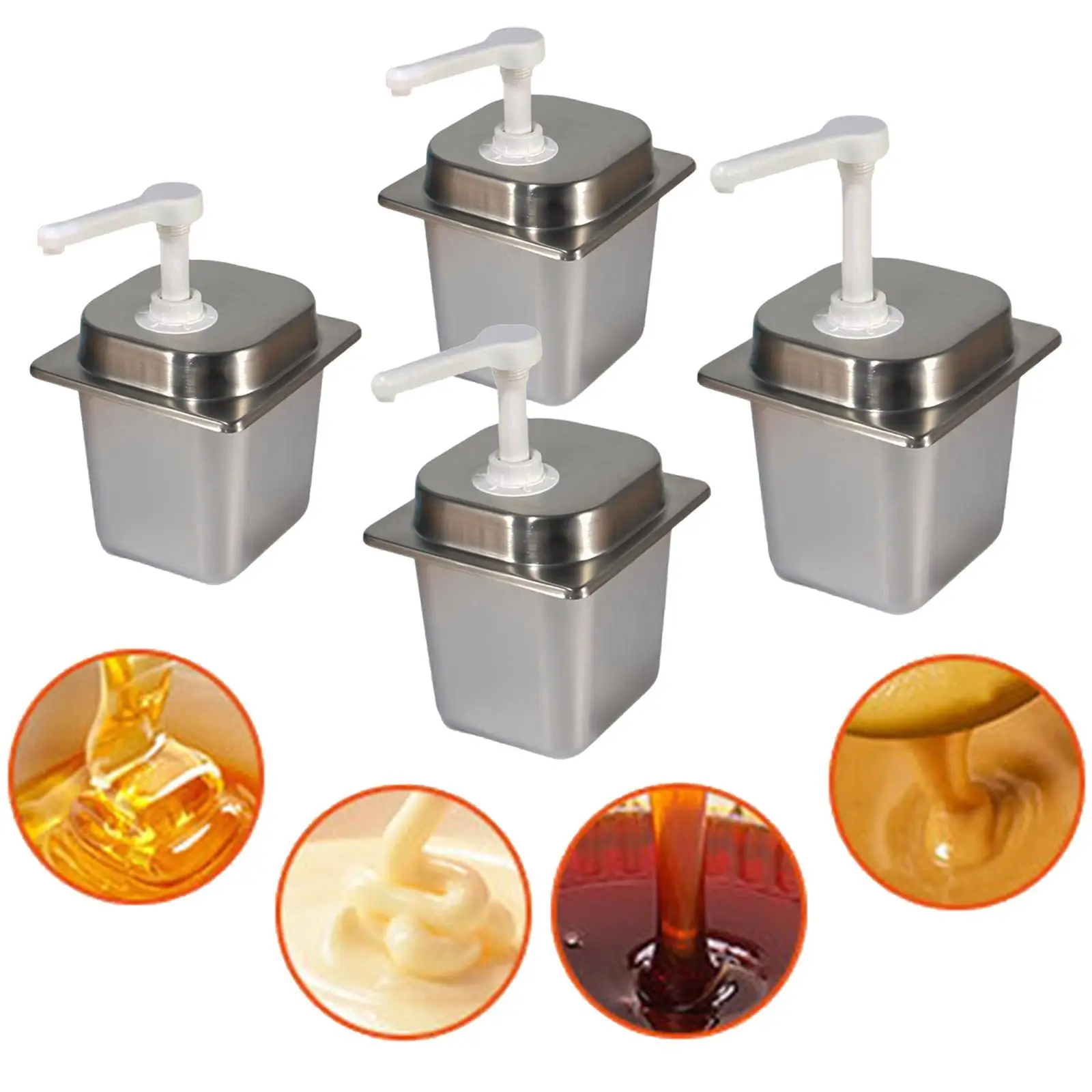 2.3L Manual Sauce Dispenser Stainless Steel Jam Quantitative Pressing Pump Bottle for Restaurant Home 10cc/15cc/20cc/30cc