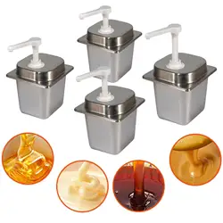 2.3L Manual Sauce Dispenser Stainless Steel Jam Quantitative Pressing Pump Bottle for Restaurant Home 10cc/15cc/20cc/30cc