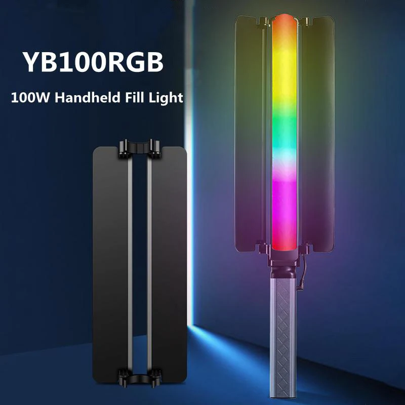 YB100RGB Handheld Fill Light Portable Handheld Photography Light For Tiktok Video Shooting 100W 22400mah Long Lasting Lamp