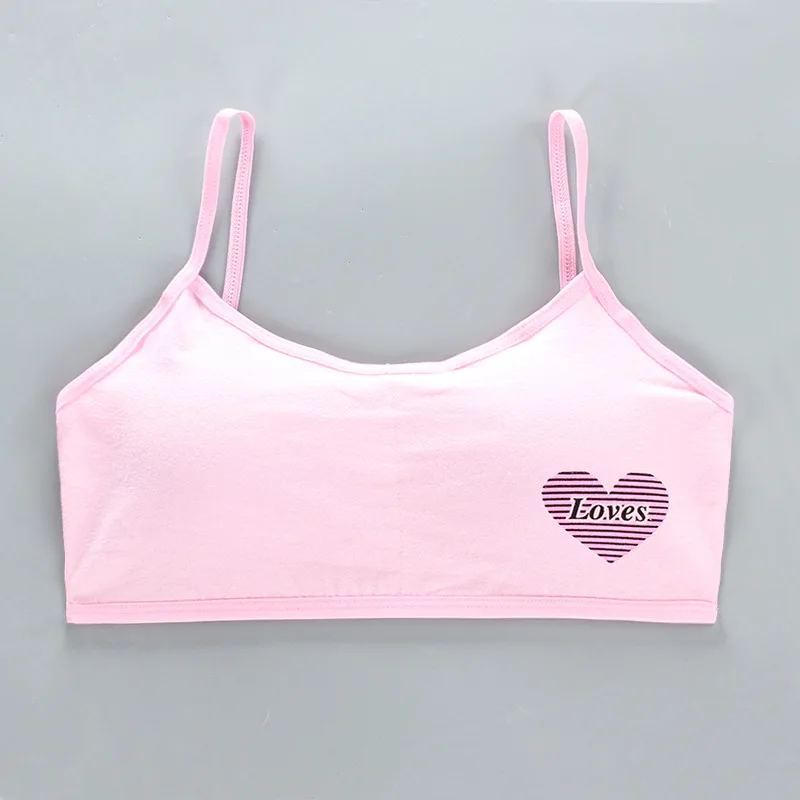 3pcs/Lot Teenage Girls Trainging Bras Children Breast Care Girl Bra Hipster Letters Love Print Teens Underwear Summer Kids Vests