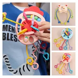 Морковная детская игрушка-нитка, игрушка для прорезывания зубов, безопасный краб Монтессори, сенсорные игрушки, разработки, когнитивное захваты для пальцев, обучение малышей