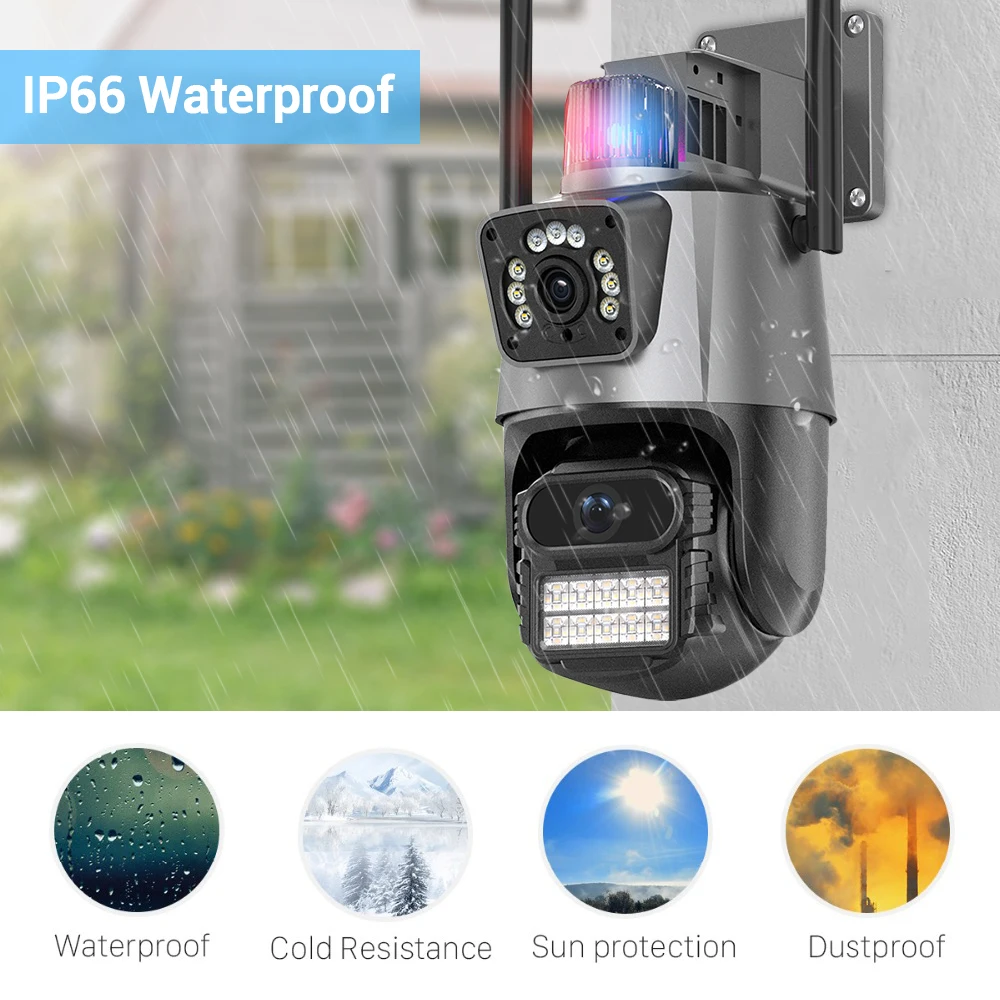 4K 8MP WiFi Camera Dual lens Dual Screen PTZ IP Camera Outdoor Waterproof 4MP AI Human Detect Security Video Surveillance ICSEE