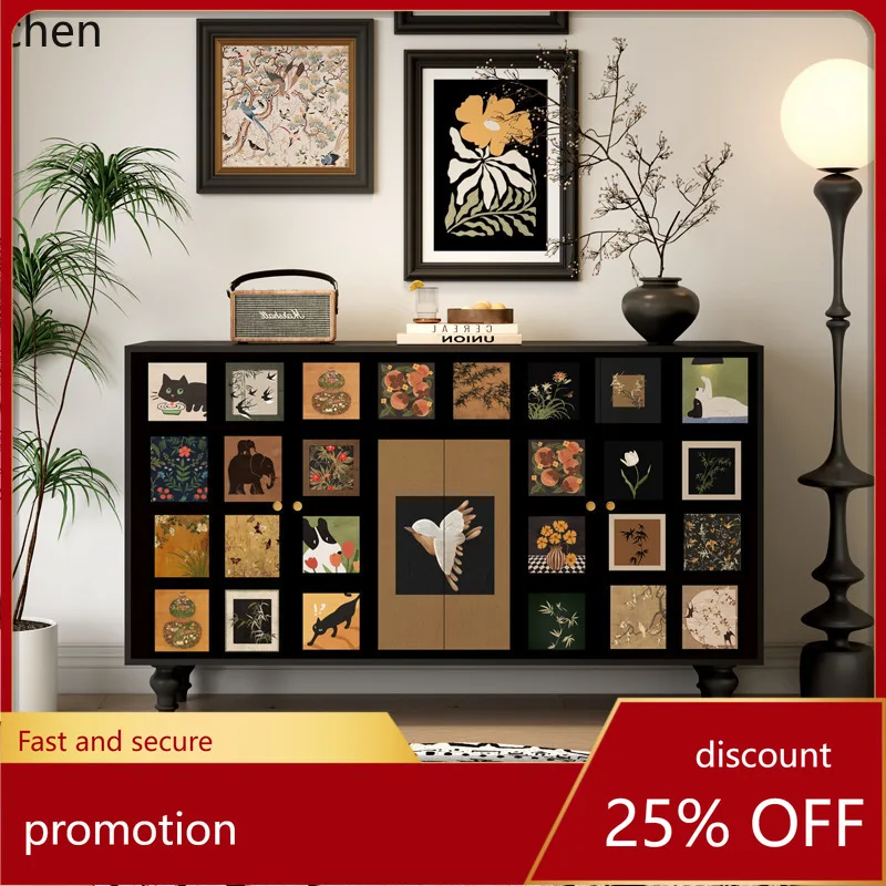 

ZML Entrance Cabinet Art Sideboard Cabinet Living Room Bedroom Solid Wood Storage Cabinet