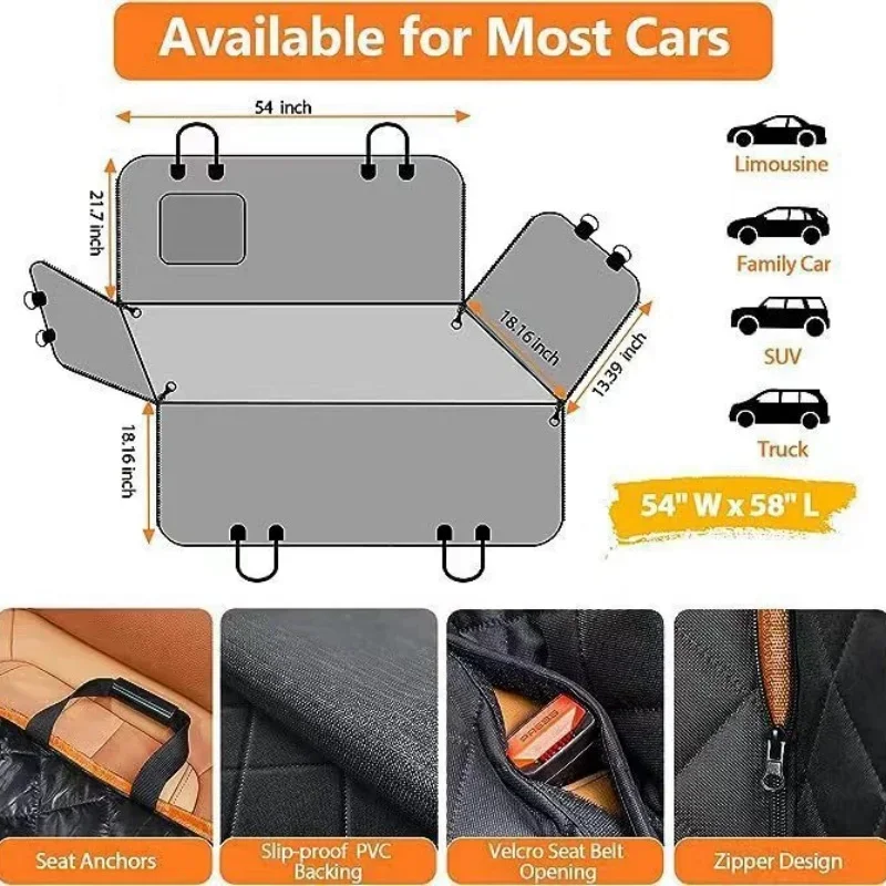 yesWaterproof Rear Seat Cushion for Pets Dirt Resistant Scratch Resistant Dog Car Isolation Pad Soft Universal Fit Pet Travel Ma
