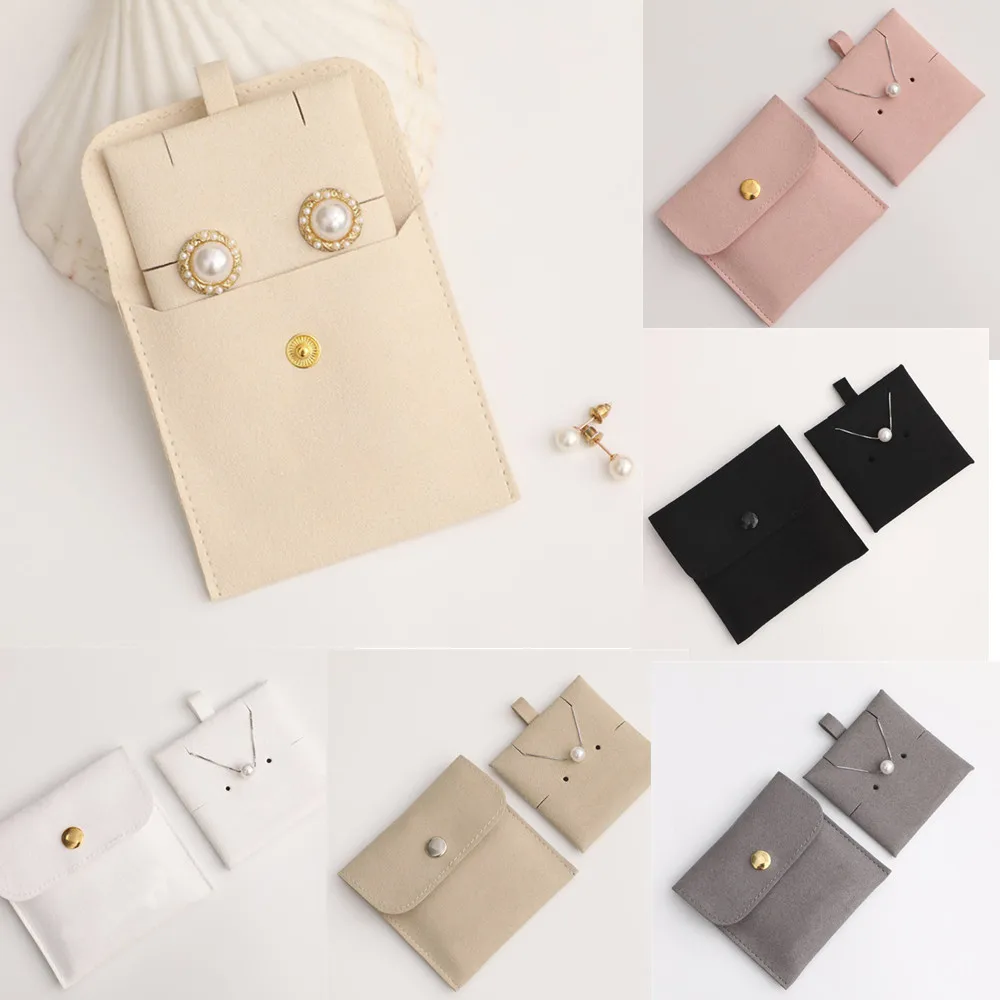 New Mini Jewelery Packaging Bags with Internal Card Necklace Ring Earrings Gift Storage Snap Button Envelope Organizer Pouch