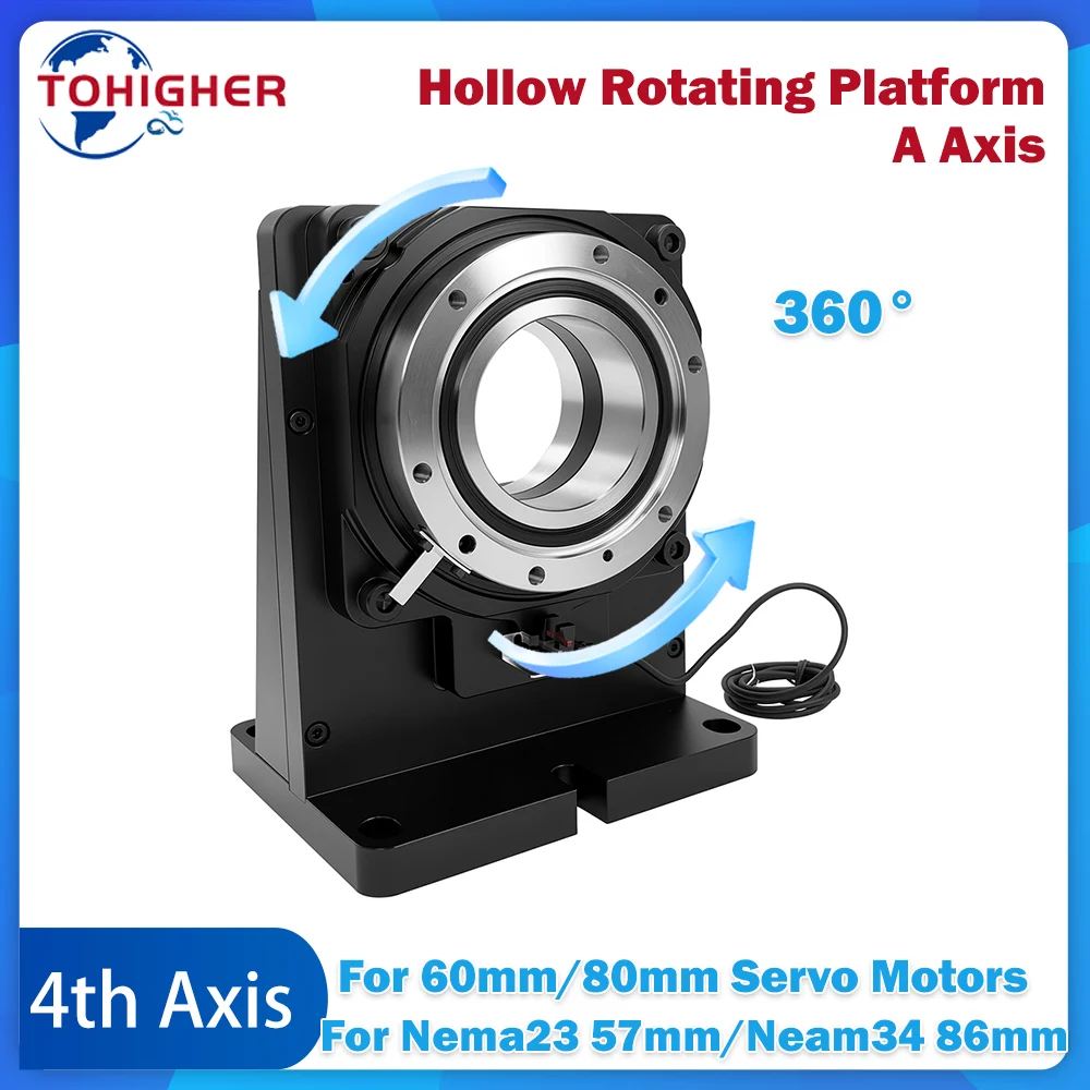 CNC 4th Axis Hollow Rotating Platform AAxis Precision Motor Driven Rotary Index Table Rotary Actuator Rotary Positioner Turntabe