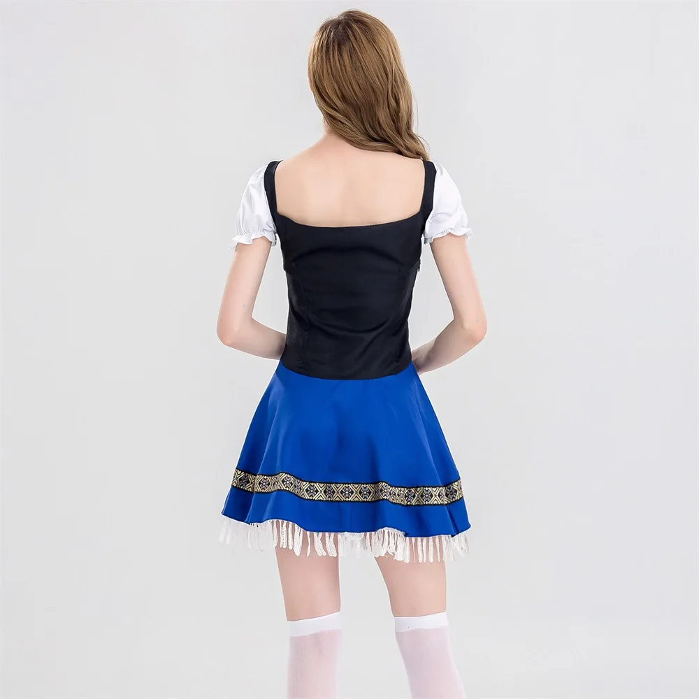 German traditional clothing, Oktoberfest plaid shirt, women's solid color Munich festival costume, ball - view 2