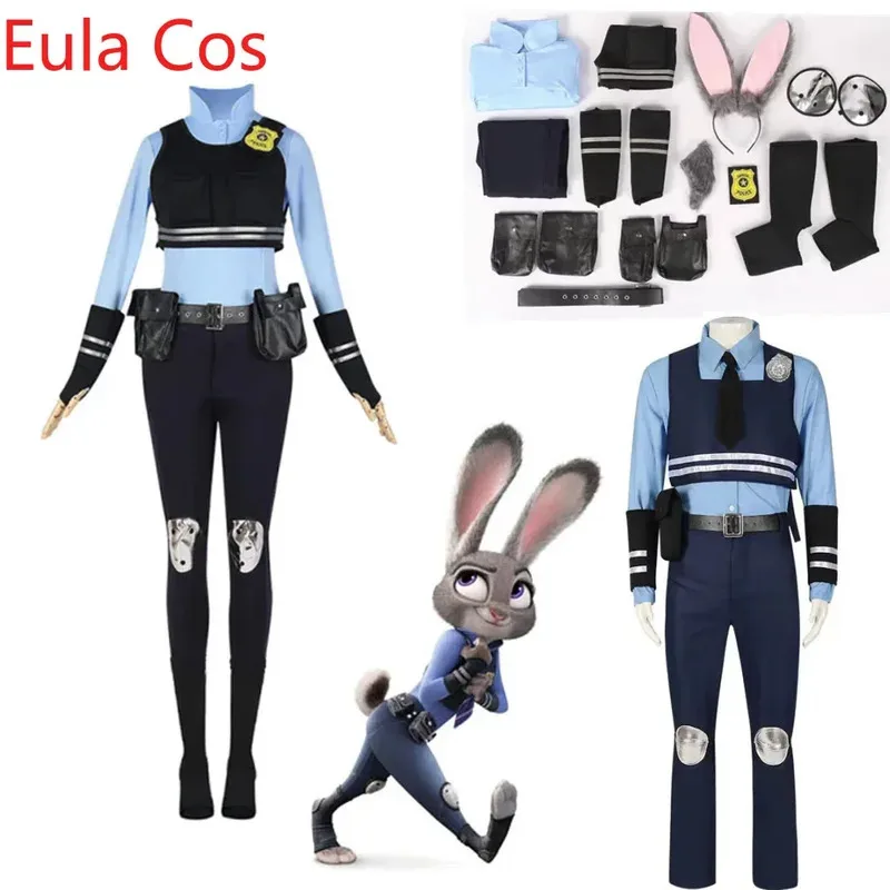 

Rabbit Cop Judy Cosplay Costume Movie Cartoon Zootopia-Zootropolis Suit Police Uniform ClothesHalloween Party Role Play Bunny